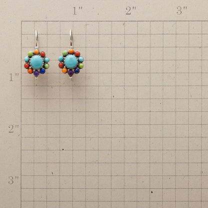 Chic Multi-Coloured Turquoise Hoop Earrings